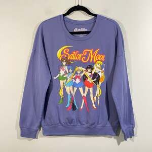 Sailormoon Women's Blue 5 Sailor Moon Characters Graphics Sweatshirt Size M